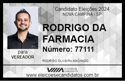 Candidato RODRIGO DA FARMACIA 2024 - NOVA CAMPINA - Eleições