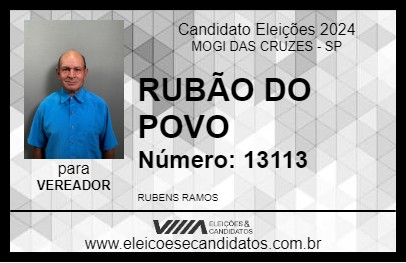 Candidato RUBÃO DO POVO 2024 - MOGI DAS CRUZES - Eleições