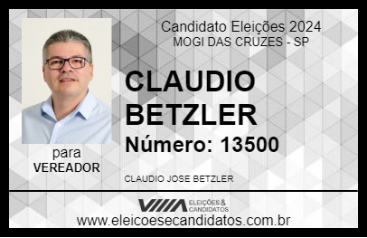 Candidato CLAUDIO BETZLER 2024 - MOGI DAS CRUZES - Eleições