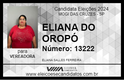 Candidato ELIANA DO OROPÓ 2024 - MOGI DAS CRUZES - Eleições