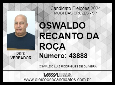 Candidato OSWALDO RECANTO DA ROÇA 2024 - MOGI DAS CRUZES - Eleições