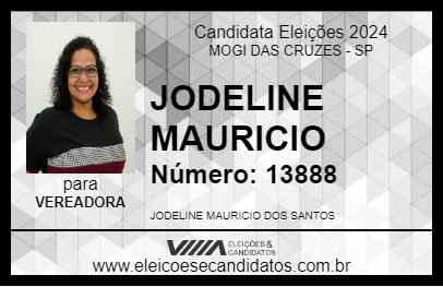 Candidato JODELINE MAURICIO 2024 - MOGI DAS CRUZES - Eleições