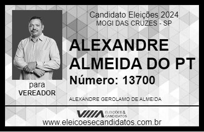 Candidato ALEXANDRE ALMEIDA DO PT 2024 - MOGI DAS CRUZES - Eleições