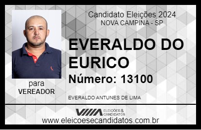 Candidato EVERALDO DO EURICO 2024 - NOVA CAMPINA - Eleições