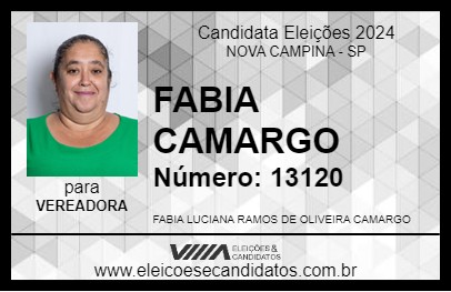 Candidato FABIA CAMARGO 2024 - NOVA CAMPINA - Eleições