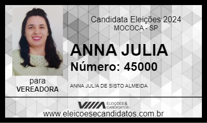 Candidato ANNA JULIA 2024 - MOCOCA - Eleições