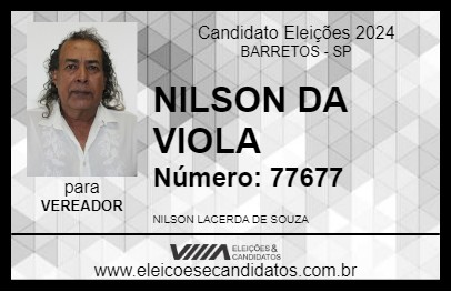 Candidato NILSON DA VIOLA 2024 - BARRETOS - Eleições