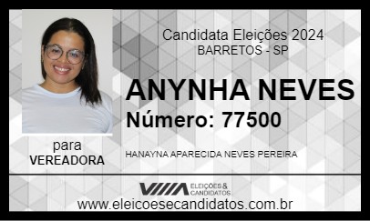 Candidato ANYNHA NEVES 2024 - BARRETOS - Eleições