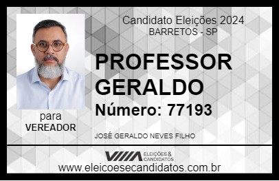 Candidato PROFESSOR GERALDO 2024 - BARRETOS - Eleições