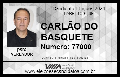 Candidato CARLÃO DO BASQUETE 2024 - BARRETOS - Eleições