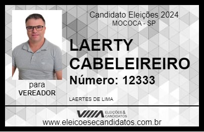 Candidato LAERTY CABELEIREIRO 2024 - MOCOCA - Eleições