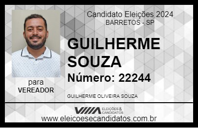 Candidato GUILHERME SOUZA 2024 - BARRETOS - Eleições