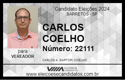 Candidato CARLOS COELHO 2024 - BARRETOS - Eleições