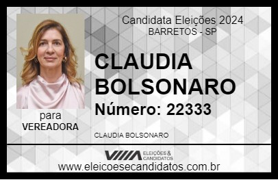 Candidato CLAUDIA  BOLSONARO 2024 - BARRETOS - Eleições