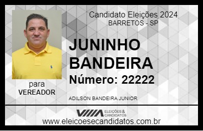 Candidato JUNINHO BANDEIRA 2024 - BARRETOS - Eleições