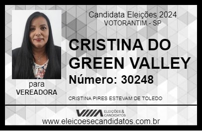 Candidato CRISTINA DO GREEN VALLEY 2024 - VOTORANTIM - Eleições