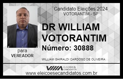 Candidato DR WILLIAM VOTORANTIM 2024 - VOTORANTIM - Eleições