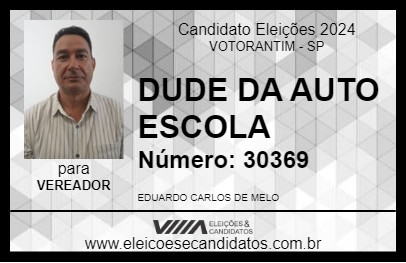 Candidato DUDE DA AUTO ESCOLA 2024 - VOTORANTIM - Eleições