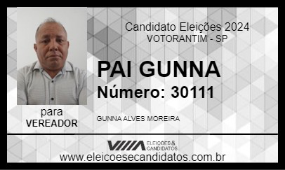 Candidato PAI GUNNA 2024 - VOTORANTIM - Eleições