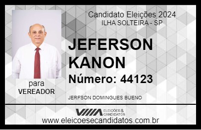 Candidato JEFERSON KANON 2024 - ILHA SOLTEIRA - Eleições