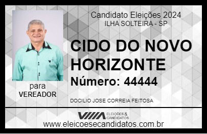 Candidato CIDO DO NOVO HORIZONTE 2024 - ILHA SOLTEIRA - Eleições