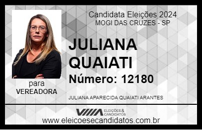 Candidato JULIANA QUAIATI 2024 - MOGI DAS CRUZES - Eleições