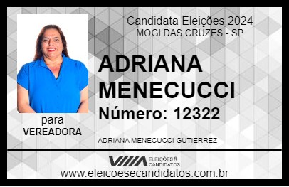 Candidato ADRIANA MENECUCCI 2024 - MOGI DAS CRUZES - Eleições