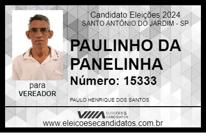 Candidato PAULINHO DA PANELINHA 2024 - SANTO ANTÔNIO DO JARDIM - Eleições