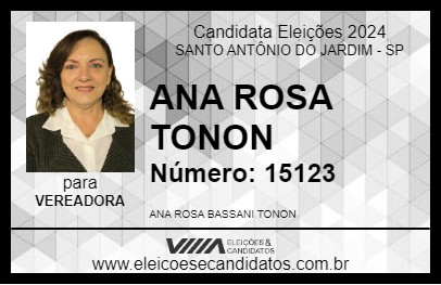 Candidato ANA ROSA TONON 2024 - SANTO ANTÔNIO DO JARDIM - Eleições