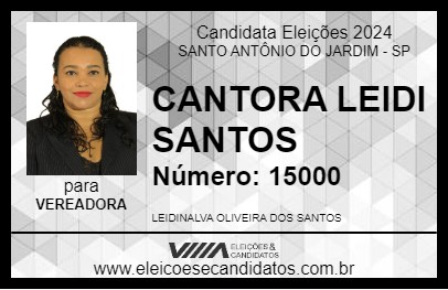 Candidato CANTORA LEIDI SANTOS 2024 - SANTO ANTÔNIO DO JARDIM - Eleições