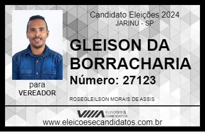 Candidato GLEISON DA BORRACHARIA 2024 - JARINU - Eleições