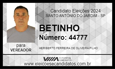 Candidato BETINHO 2024 - SANTO ANTÔNIO DO JARDIM - Eleições