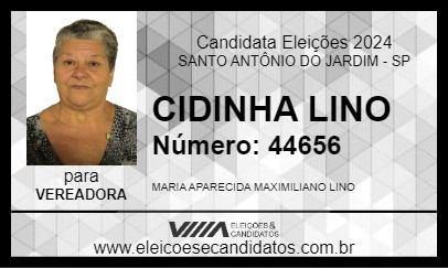 Candidato CIDINHA LINO 2024 - SANTO ANTÔNIO DO JARDIM - Eleições