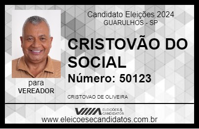 Candidato CRISTOVÃO DO SOCIAL 2024 - GUARULHOS - Eleições