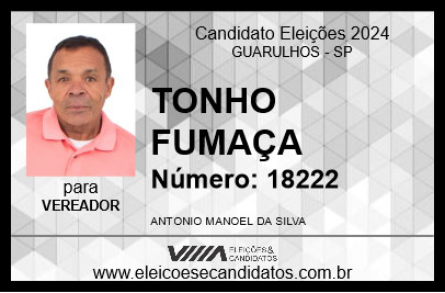 Candidato TONHO FUMAÇA 2024 - GUARULHOS - Eleições