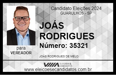 Candidato JOÁS RODRIGUES 2024 - GUARULHOS - Eleições