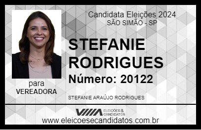 Candidato STEFANIE RODRIGUES 2024 - SÃO SIMÃO - Eleições