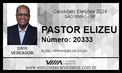 Candidato PASTOR ELIZEU 2024 - SÃO SIMÃO - Eleições