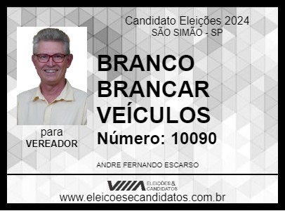 Candidato BRANCO BRANCAR VEÍCULOS 2024 - SÃO SIMÃO - Eleições