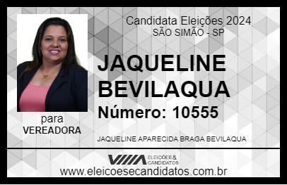 Candidato JAQUELINE BEVILAQUA 2024 - SÃO SIMÃO - Eleições