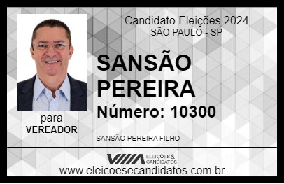 Candidato SANSÃO PEREIRA 2024 - SÃO PAULO - Eleições