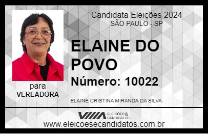 Candidato ELAINE DO POVO 2024 - SÃO PAULO - Eleições