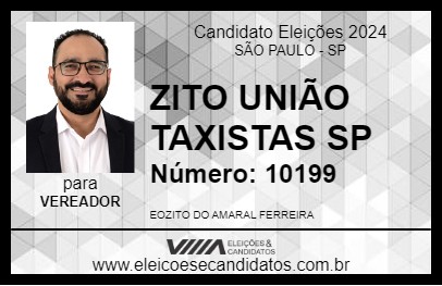 Candidato ZITO UNIÃO TAXISTAS SP 2024 - SÃO PAULO - Eleições