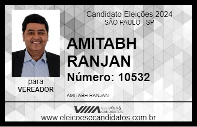 Candidato AMITABH RANJAN 2024 - SÃO PAULO - Eleições