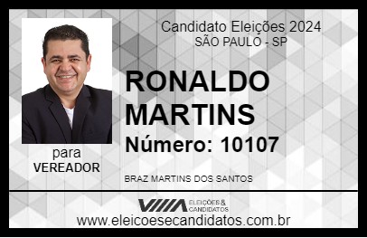 Candidato RONALDO MARTINS 2024 - SÃO PAULO - Eleições