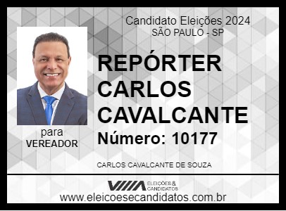 Candidato REPÓRTER  CARLOS CAVALCANTE 2024 - SÃO PAULO - Eleições