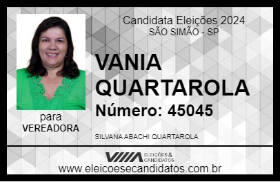 Candidato VANIA QUARTAROLA 2024 - SÃO SIMÃO - Eleições