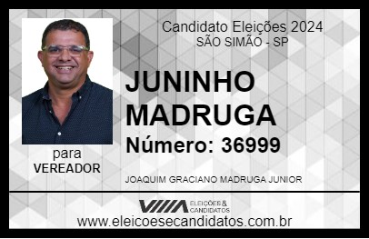 Candidato JUNINHO MADRUGA 2024 - SÃO SIMÃO - Eleições