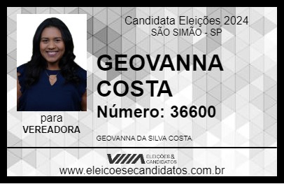 Candidato GEOVANNA COSTA 2024 - SÃO SIMÃO - Eleições