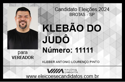 Candidato KLEBÃO DO JUDÔ 2024 - BROTAS - Eleições